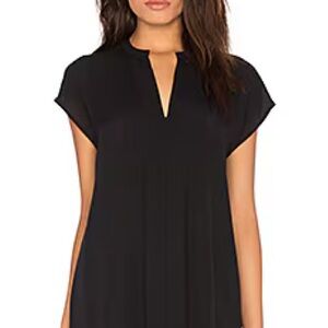 Vince Short Sleeve Pintuck Popover Blouse in Black